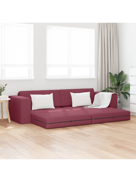 PÕRANDADIIVANVOODI 2-IN-1 BURGUNDI PUNANE 245X150X60.5 CM KANGAS