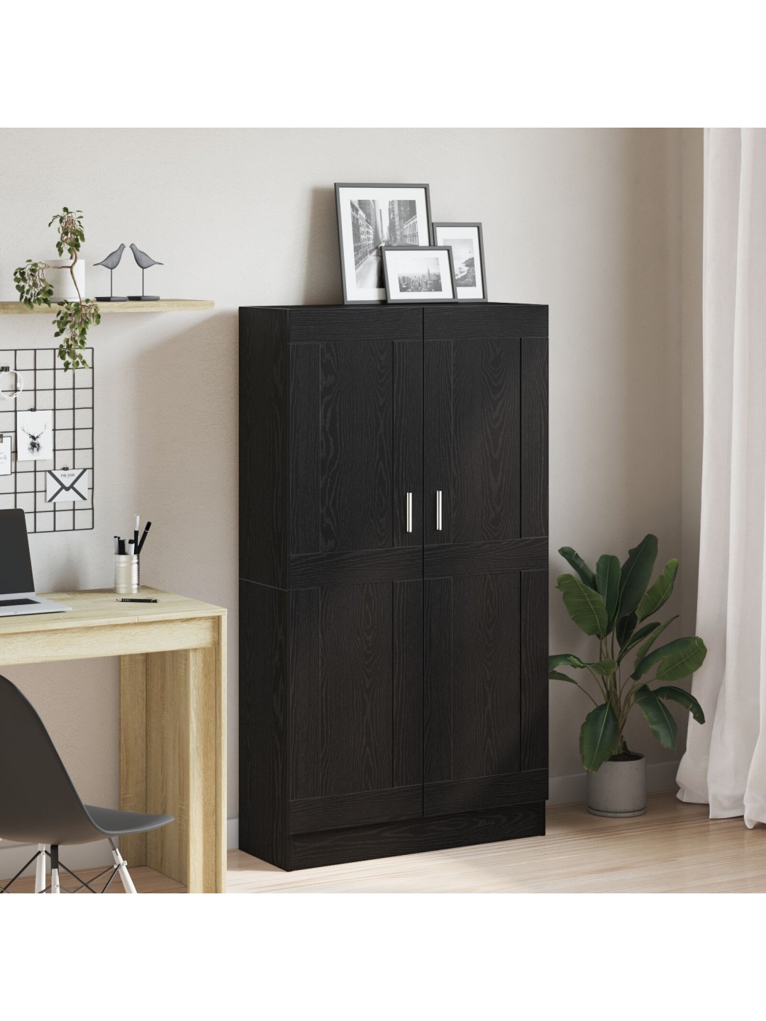 RAAMATUKAPID 2 TK MUST TAMM 165X30,5X150 CM TÖÖDELDUD PUIT