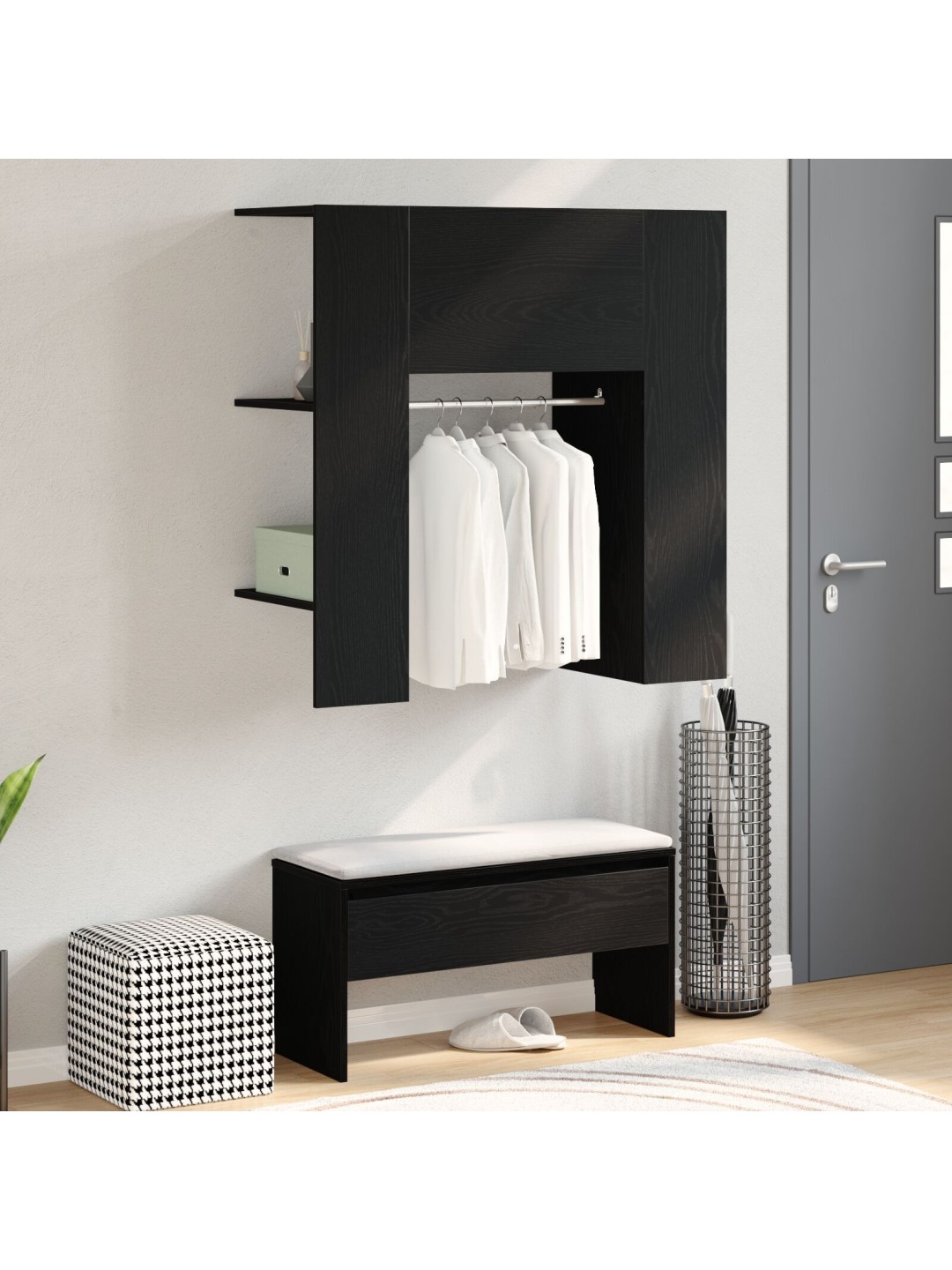 ESIKU KAPP MUST TAMME 97,5X37X99 CM TEHISPUIT