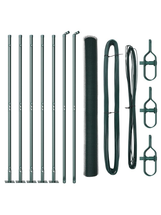 KUUSNURKNE AED ROHELINE 1.5X10 M TERAS, AIAPOSTID ALUSPLAATIDEGA 7 TK Ø32MM 83.5CM GALVANISEERITUD TERAS