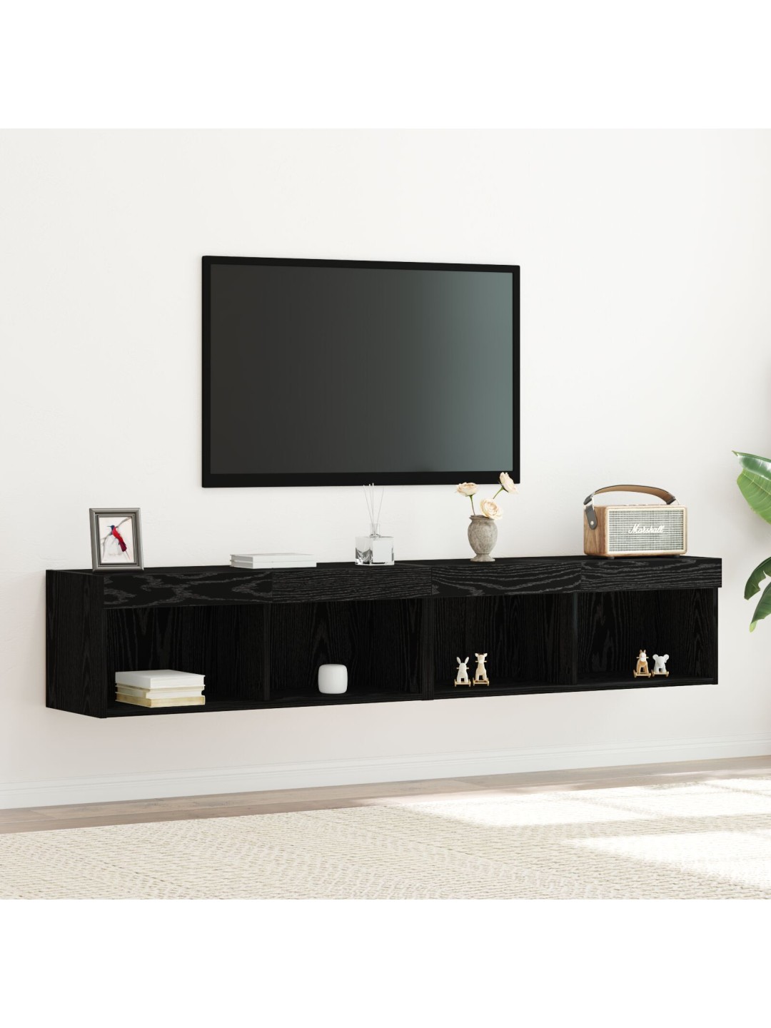 TV SEINA KAPID LED-VALGUSTUSEGA 2 TK MUST TAMM 80X30X30 CM