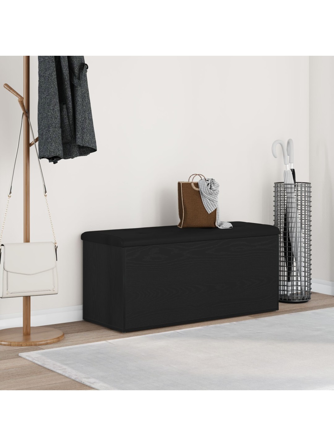 SÄILITUSPINK MUST TAMME 100X40X45 CM TÖÖDELDUD PUIT