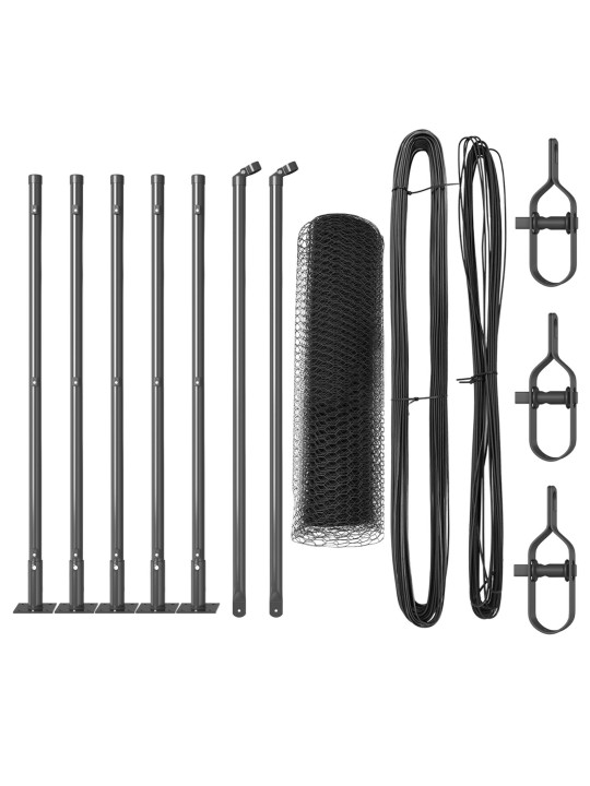 KUUSNURKNE AIAPIIRE HALL 0.4X10 M TERAS, AIA POSTID KOOS ALUSPINKADEGA 7 TK Ø32MM 50CM GALVANISEERITUD TERAS