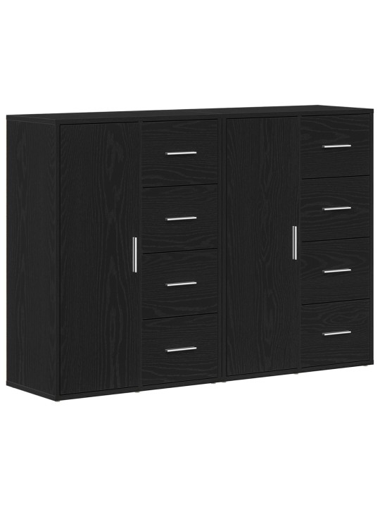 KAPPIDE KOMPLEKT 2 TK MUST JÕ VENEER 60X31X84 CM TÖÖDELDUD PUIT