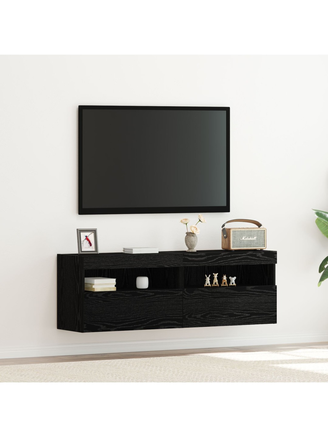 TELERIIULID LED-VALGUSTITEGA 2 TK MUST TAMM 60X30X40 CM