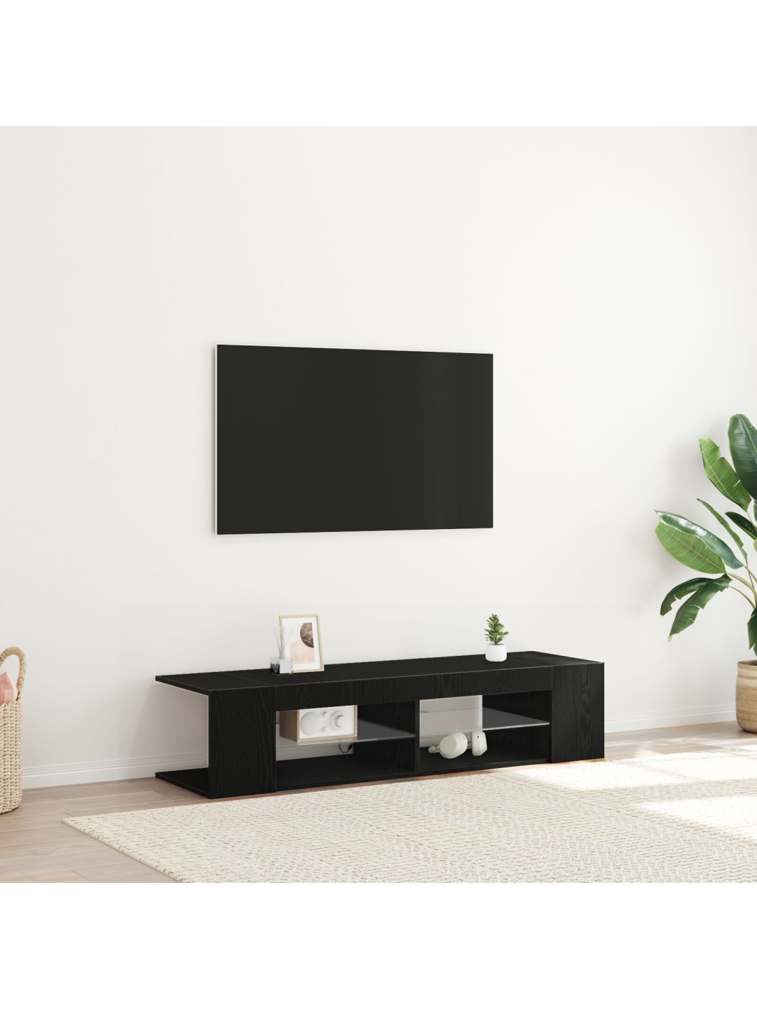 TV KAPP, LED VALGUSTUSEGA, MUST TAMME, 135X39X30CM, TEHISPUIT