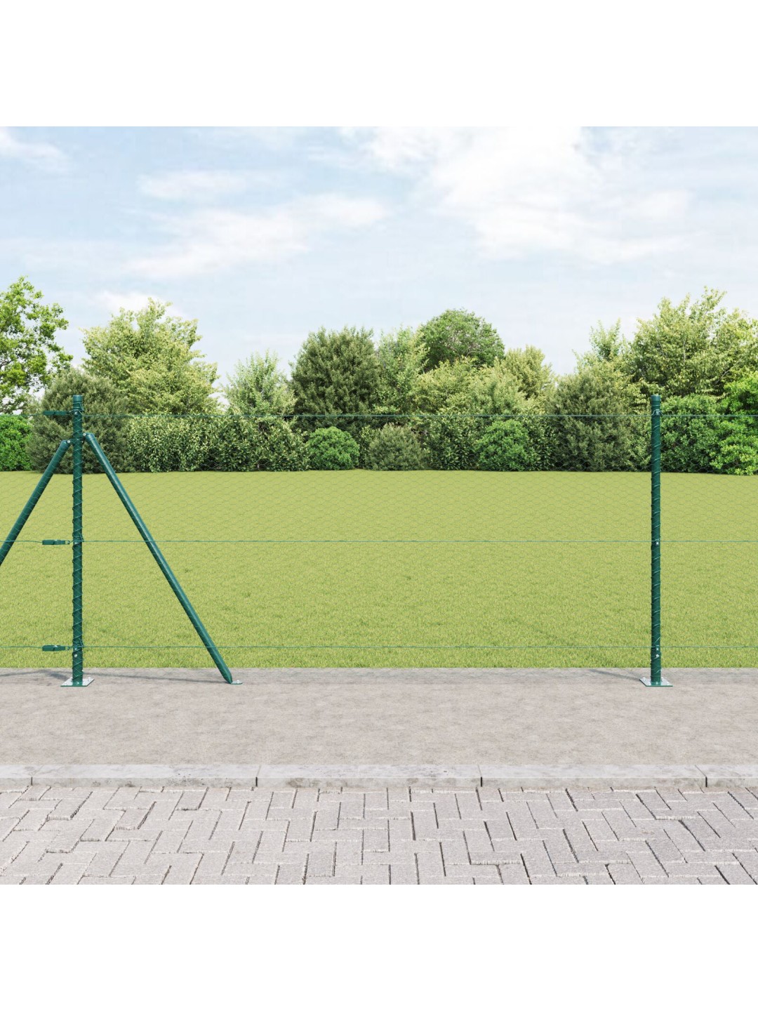 HEKSAGONAALNE AIAPIIRE ROHELINE 1X50 M TERAS, AIA POSTID KOOS ALUSPINKADEGA 13 TK Ø32MM 110CM GALVANISEERITUD TERAS
