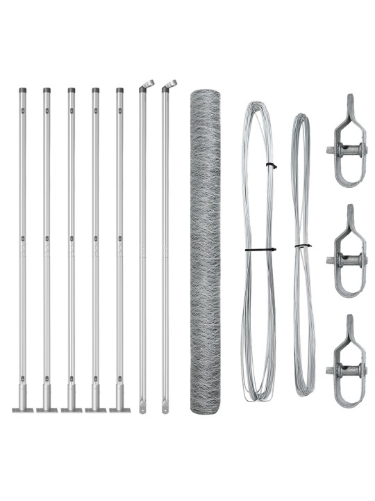 HEKSAGONAALNE AED 1.5X10 M GALVANISEERITUD TERAS, AIA POSTID ALUSPLAATIDEGA 7 TK Ø32MM 83.5CM GALVANISEERITUD TERAS