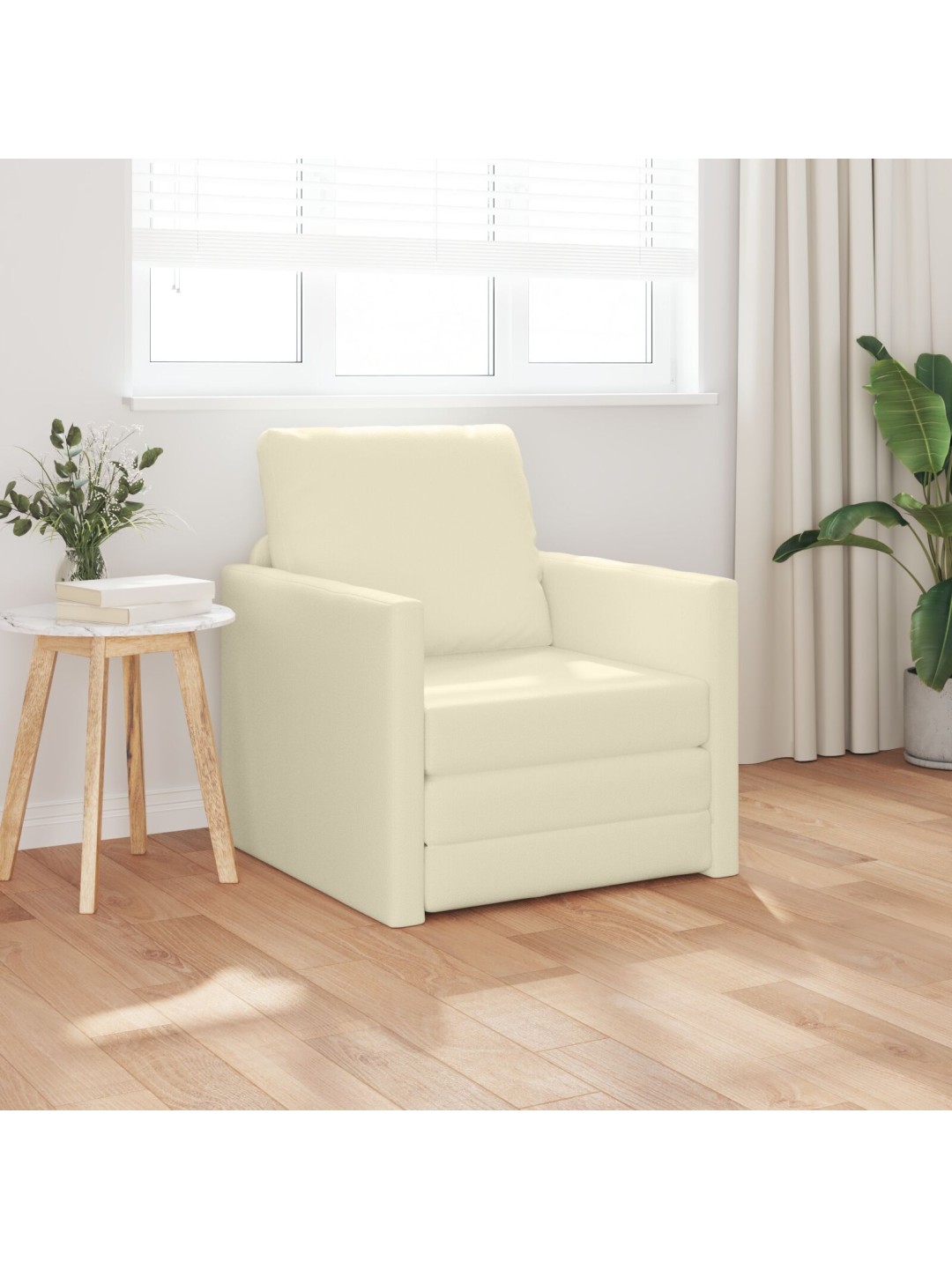 FLOOR SOFA BED 2-IN-1 KREEMJAS 74X77X81 CM KUNSTNAHK
