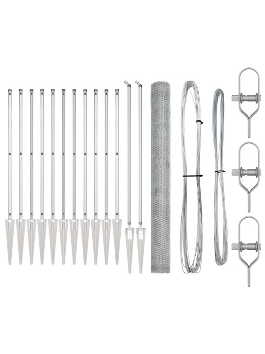 KUUSNURGA TARA 1.6X25 M GALVANISEERITUD TERAS, TARA POSTID NURGAGA 13 TK Ø32 MM 180 CM GALVANISEERITUD TERAS