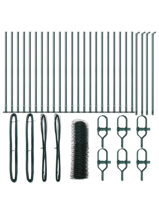 KUUSNURGA AED ROHELINE 1X50 M TERAS, AIAPOSTID ALUSPLAATIDEGA 13 TK Ø32MM 110CM KUUMTSINGITUD TERAS