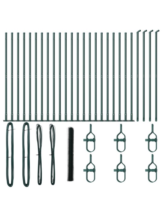 KUUSNURKNE AED ROHELINE 1.6X50 M TERAS, AIA POSTID ALUSTE PLAATIDE 13 TK Ø32MM 88.5CM GALVANISEERITUD TERAS
