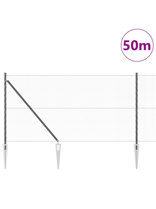 KUUSNURKNE AED HALL 1.2X50 M TERASEST, AIAPOSTID KÜÜNTEGA 13 TK Ø32 MM 140 CM KUUMTSINGITUD TERAS