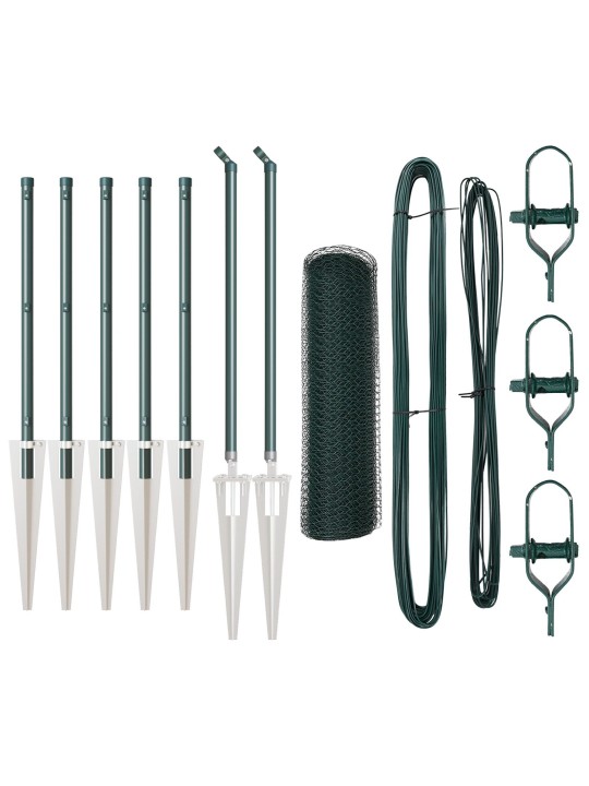 KUUETEISTNURKNE AED ROHELINE 0,5X10 M TERAS, AIA POSTID SPIKE'IGA 7 TK Ø32 MM 80 CM GALVANISEERITUD TERAS