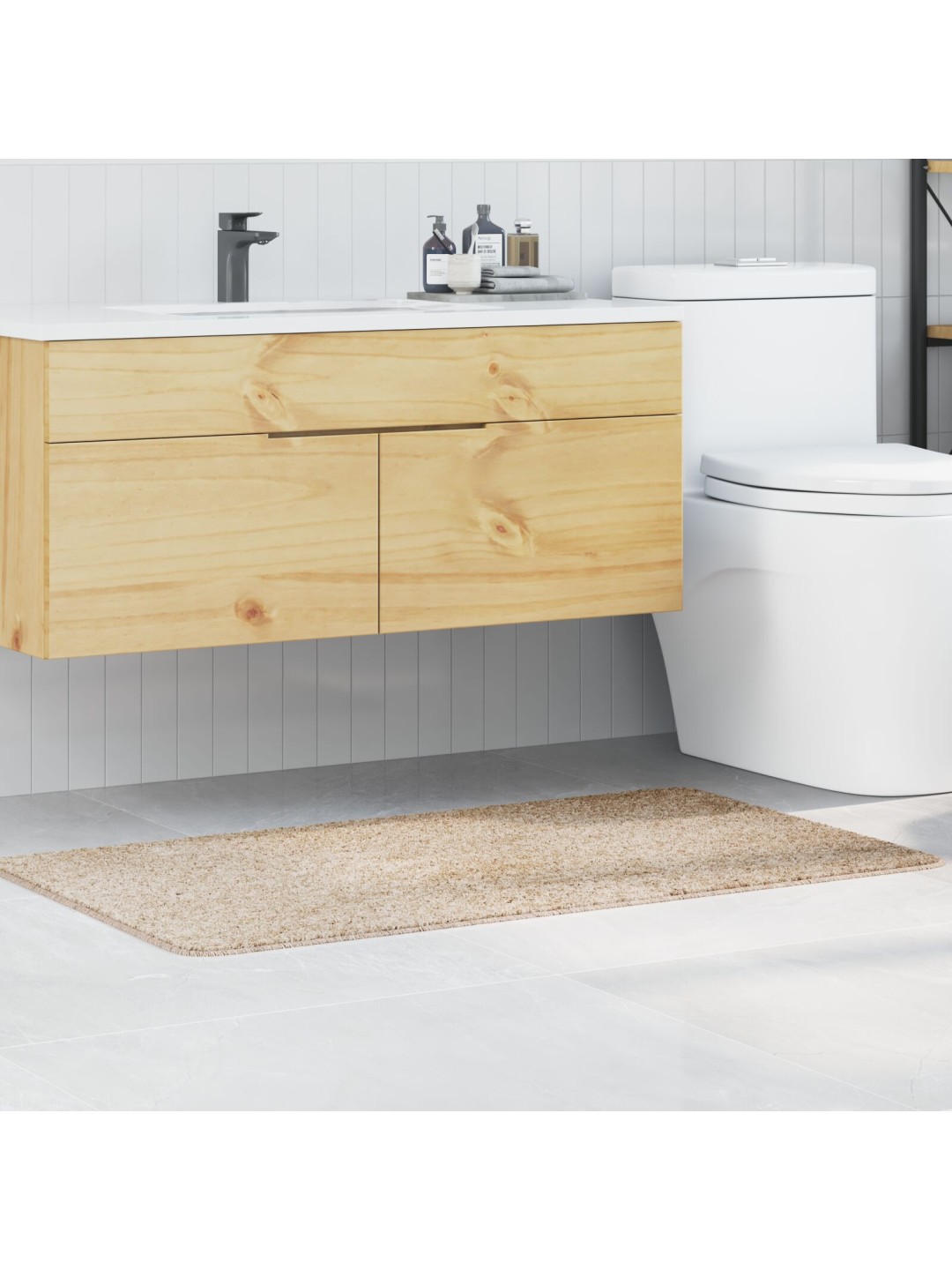 VANNITOOVAIP RISTKÜLIKULINE KREEMJAS 70X120 CM POLÜPROPÜLEEN LIBISEMISKINDEL
