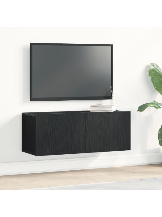 TV SEINALAUDADE KOMPLEKT (2 TK) - MUST TAMM, 80X30X30 CM, TEHISPUIDUST