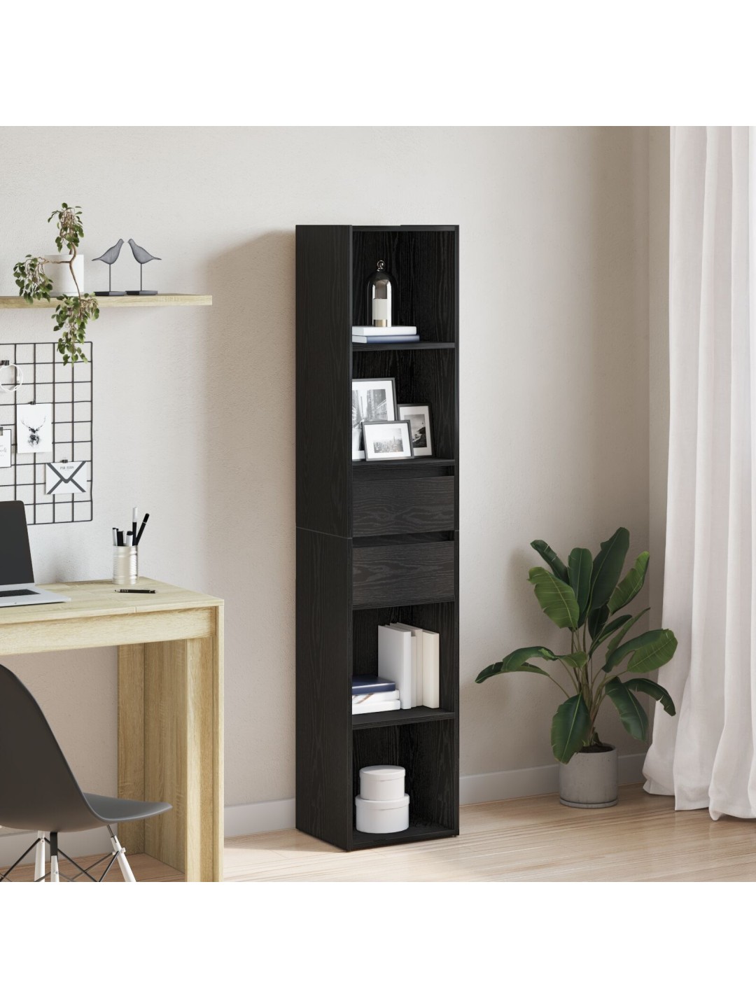 RAAMATUKAPP MODULAARNE MUST TAMME 36X30X171 CM TEHISPUIT