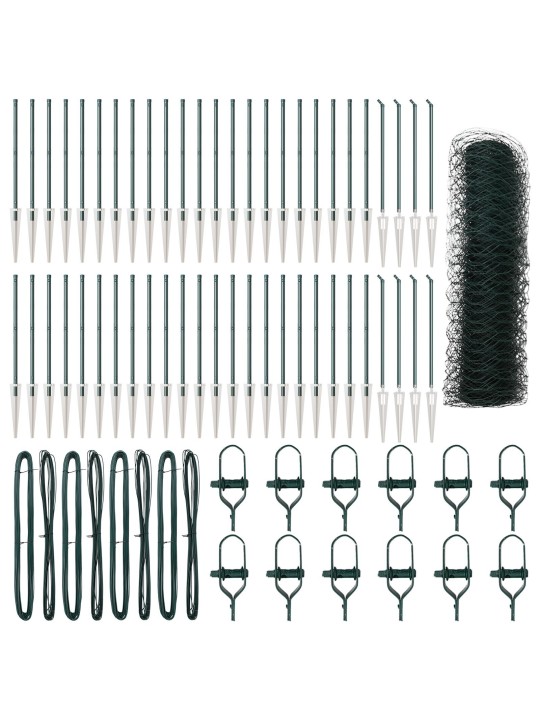 KUUSNURKNE AED ROHELINE 0.6X100 M TERAS, AIA POSTID KOOS KOONUSEGA 13 TK Ø32 MM 80 CM GALVANISEERITUD TERAS