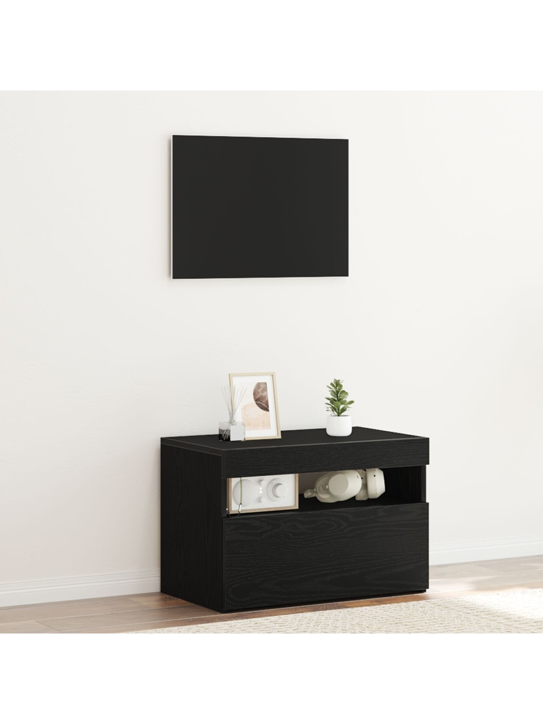 TV KAPP LED VALGUSTEGA MUST TAMME 60X35X40 CM TEHISPUIT