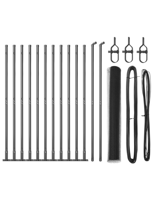 KUUSNURKNE AED HALL 0.8X25 M TERAS, AIA POSTID KOOS ALUSPLAATIDEGA 13 TK Ø32MM 90CM GALVANISEERITUD TERAS