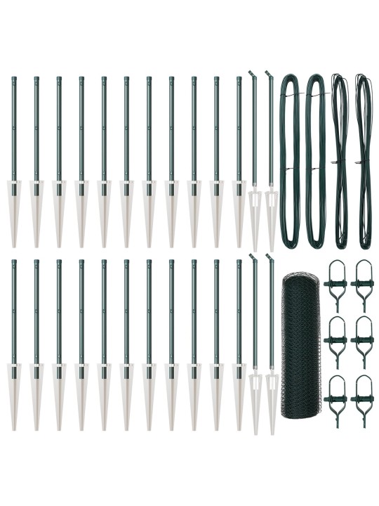 KUUETEISTKÜMNE KÜLJE AED ROHELINE 1X50 M TERAS, AIA POSTID NAELAGA 13 TK Ø32 MM 120 CM GALVANISEERITUD TERAS