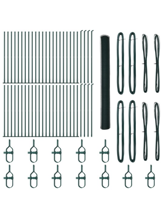 ROHELINE HEKK 1.4X100 M TERAS, AIA POSTID ALUSTOOTEGA 13 TK Ø32MM 78.5CM GALVANISEERITUD TERAS