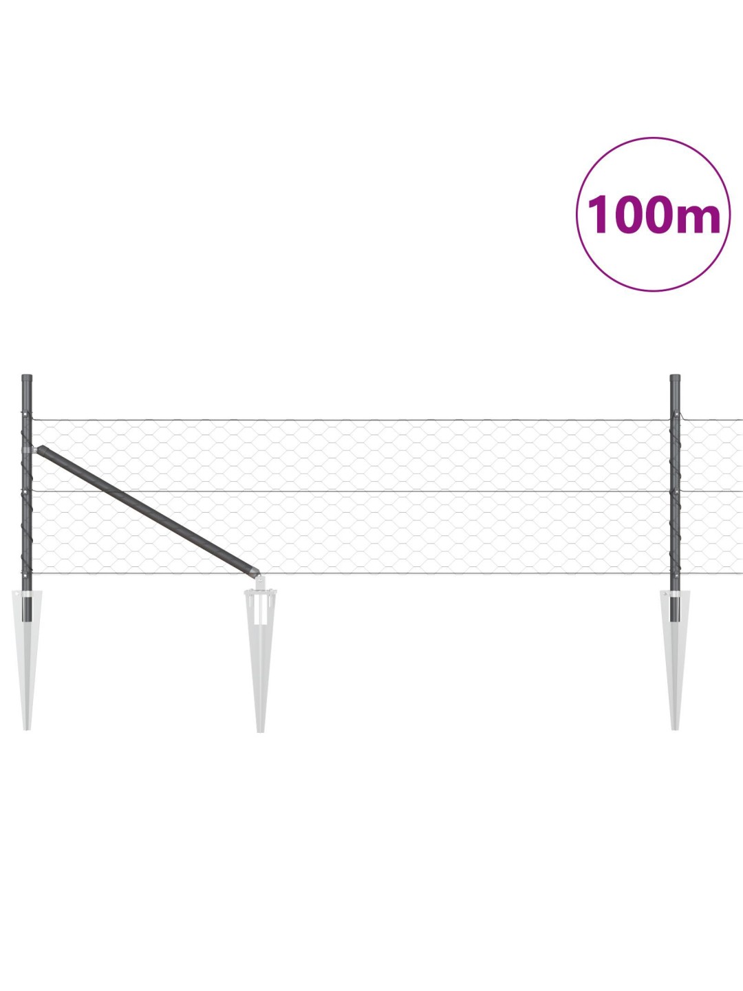 KUUSNURKNE AED HALL 0.5X100 M TERAS, AIAPOSTID KOOS KÜÜNTE ANKRU 13 TK Ø32 MM 80 CM GALVANISEERITUD TERAS