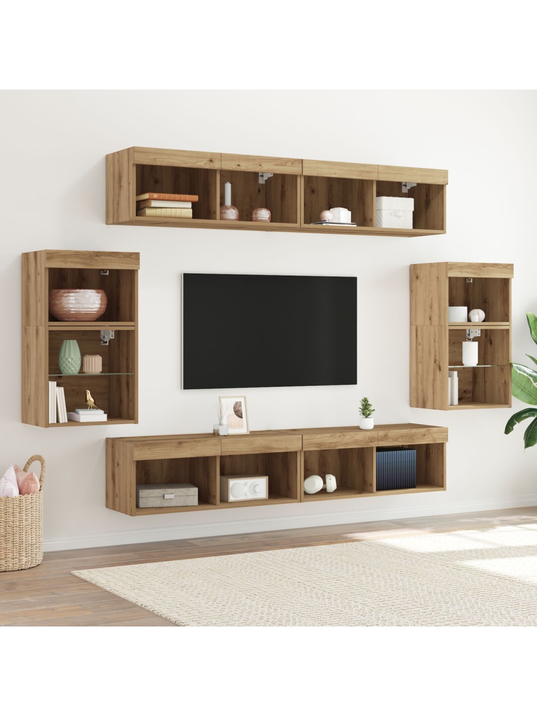 8-OSALINE TV SEINAKAPP LED ARTISAN OAK TEHISPUIDUST