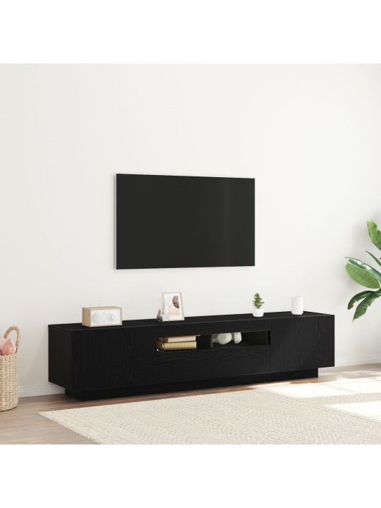 TV-KAPP LED-VALGUSTUSEGA MUSTAST TAMMEST, MÕÕDUD 180X35X40 CM, TEHISPUIT