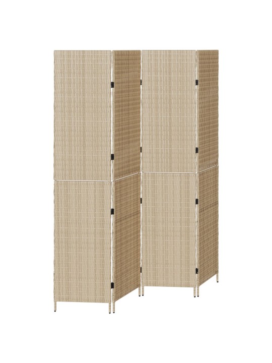 RUUMI JAGAJA 4 PANEELI KOKKUKLAPITAV BEEŽ 196X200 CM POLÜ RATTAN