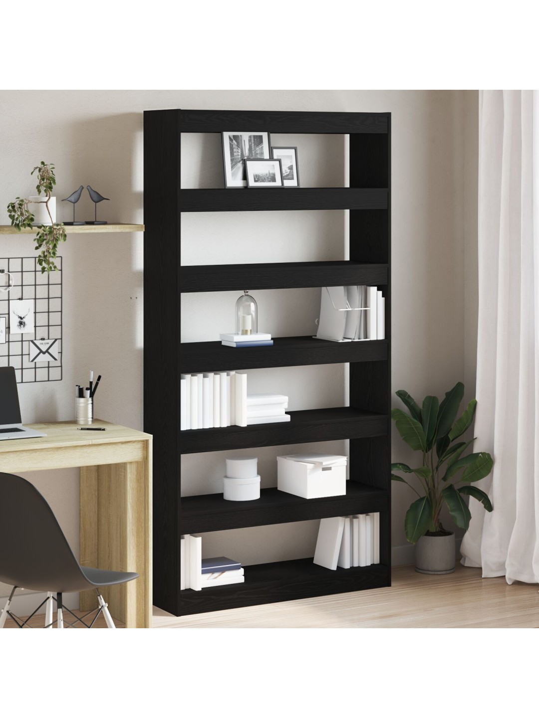 RAAMATUKAPP MUST TAMM TEHISPUIT 100 X 30 X 198 CM RIIULID