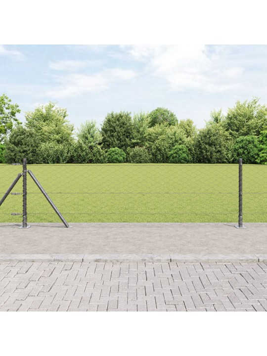 KUUSNURKNE FENCE HALL 0,6X50 M TERAS, FENCE POSTID ALUSPLAATIDEGA 13 TK Ø32MM 70CM GALVANISEERITUD TERAS