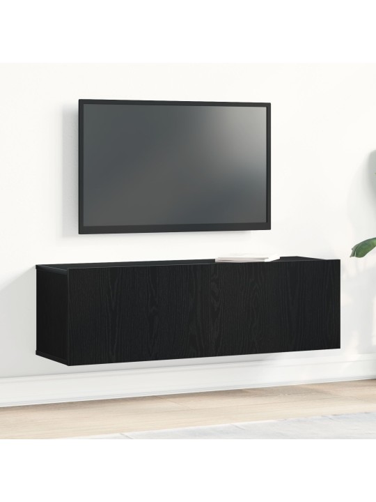 MUST OAKS SEINAKAPP TELEVIISORI JAOKS 100X30X30 CM VALMISTATUD TÖÖDELDUD PUIDUST