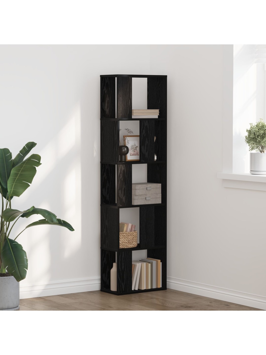 RAAMATURIIUL 5-TASANDIT MUST TAMME 45X23,5X162,5 CM TEHISPUIT