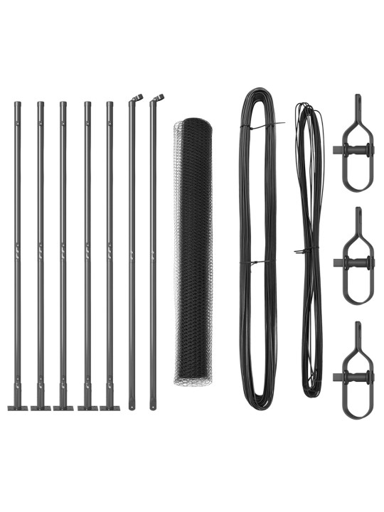 HEKSAGONAALNE AED HALL 1X10 M TERAS, AIA POSTID KOOS ALUSPLAATIDEGA 7 TK Ø32MM 110CM GALVANISEERITUD TERA