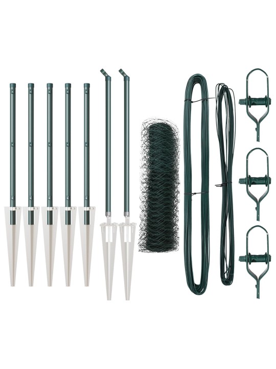 KUUSNURKNE AED ROHELINE 0,6X10 M TERAS, AEDADE POSTID KOOS NIIDITIKU 7 TK Ø32 MM 80 CM GALVANISEERITUD TERAS