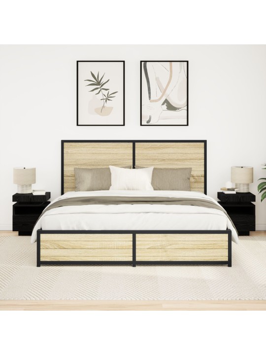ÖÖKAPP LED-VALGUSTIDEGA 2 TK MUST TAMME 40X39X48,5 CM
