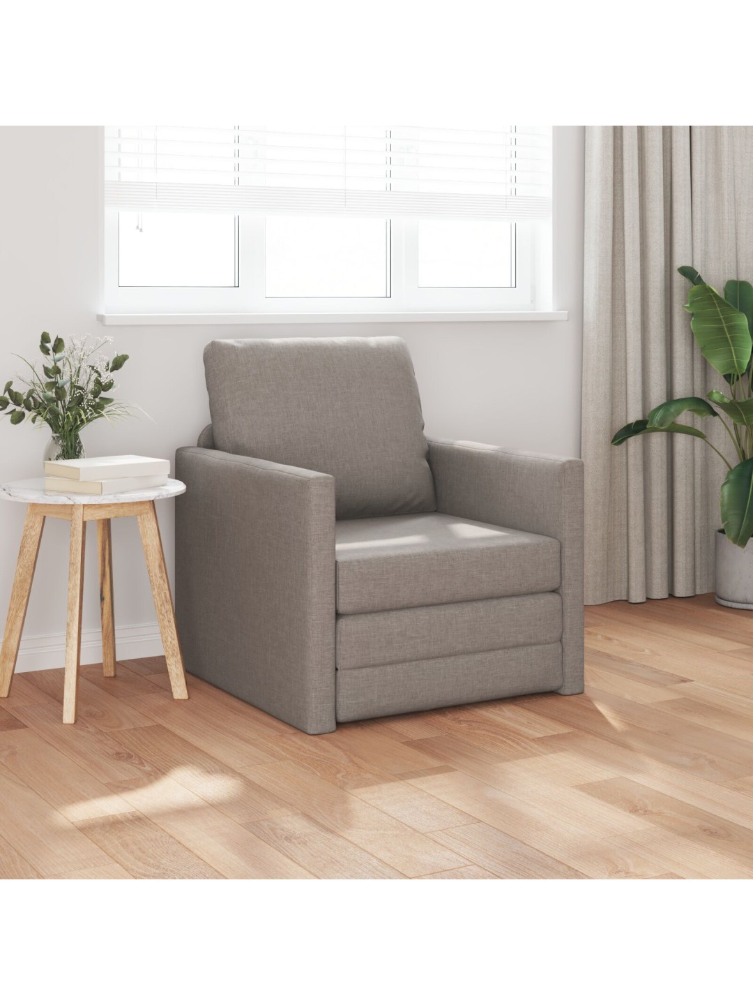 PÕRANDADIIVANVOODI 2-IN-1 TAUPE 74X77X81 CM KANGAS
