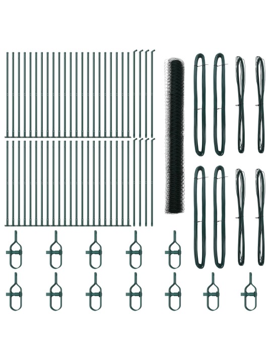 KUUSNURKNE AED ROHELINE 1.6X100 M TERAS, AED POSTID KOOS ALUSPLAATIDEGA 13 TK Ø32MM 88.5CM GALVANISEERITUD TERAS