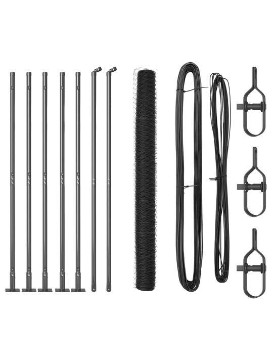 KUUSNURKNE AIAPIIRE HALL 1,5X10 M TERASEST, AIAPOSTID ALUSPLAATIDEGA 7 TK Ø32MM 83,5CM TSINGITUD TERAS