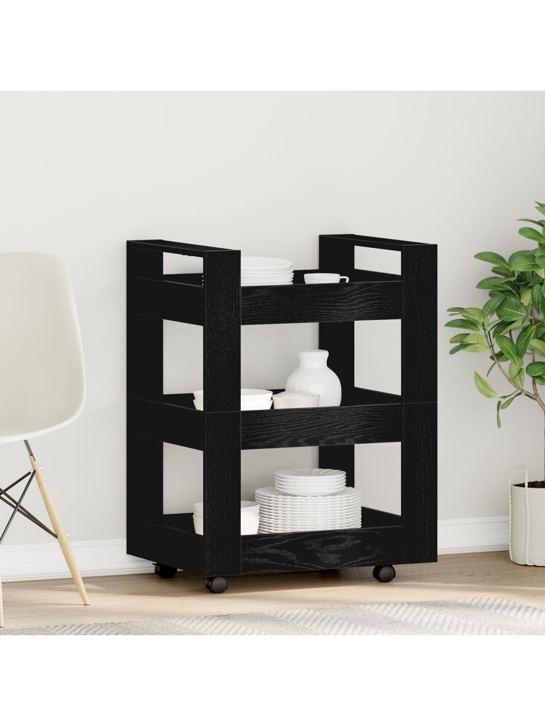 KÖÖGITROLLEY MUST TAMM 60X45X80 CM TEHISPUIT