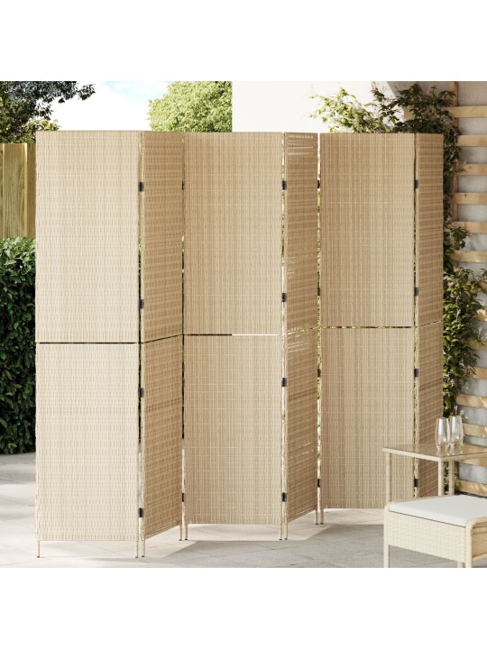 TOAVAHESEIN 6 PANEELI KOKKUVOLDITAV BEEŽ 294X180 CM POLÜ RATTAN