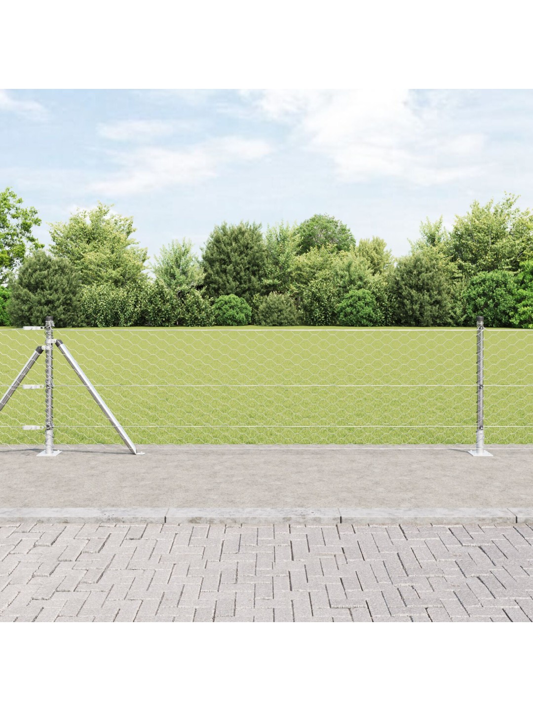 KUUSNURGA AED 0.6X25 M TSINGITUD TERAS, AIAPOSTID ALUSPLAATIDEGA 13 TK Ø32MM 70CM TSINGITUD TERAS