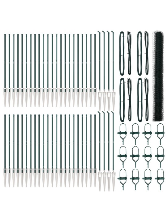 KUUSNURK AED ROHELINE 1.5X100 M TERAS, PIIRDEPOSTIDE KOMPLEKT 13 TK Ø32 MM 170 CM GALVANISEERITUD TERAS