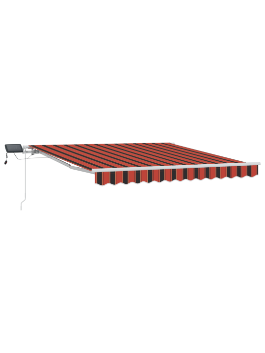 Manuaalne sissetõmmatav varikatus koos led valgusega oranž ja pruun 300x250 cm