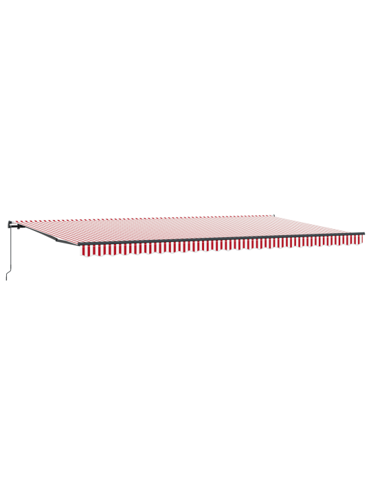 Manuaalne sissetõmmatav varikatus punase ja valge triibuga 600x300 cm