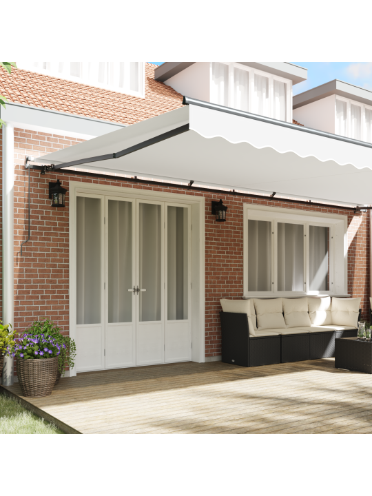 Käsitsi sissetõmmatav varikatus valge 600x350 cm
