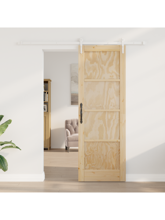 Libisev uks koos varustuse komplektiga 73,5x211 cm massiivne puidust männi