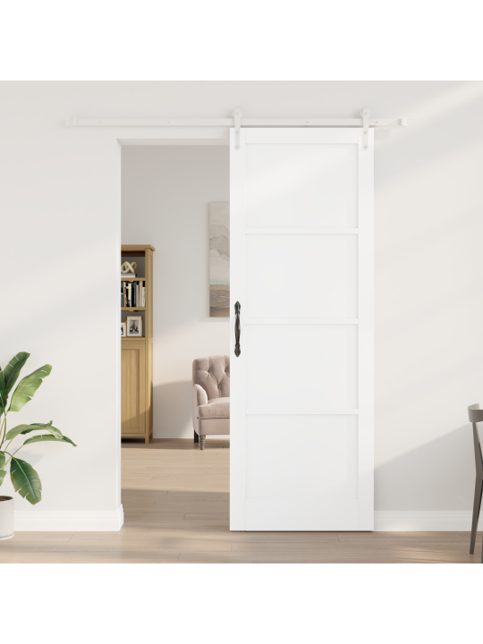 Libisev uks kinnituskomplektiga valge 83x232 cm tahke puidust mänd