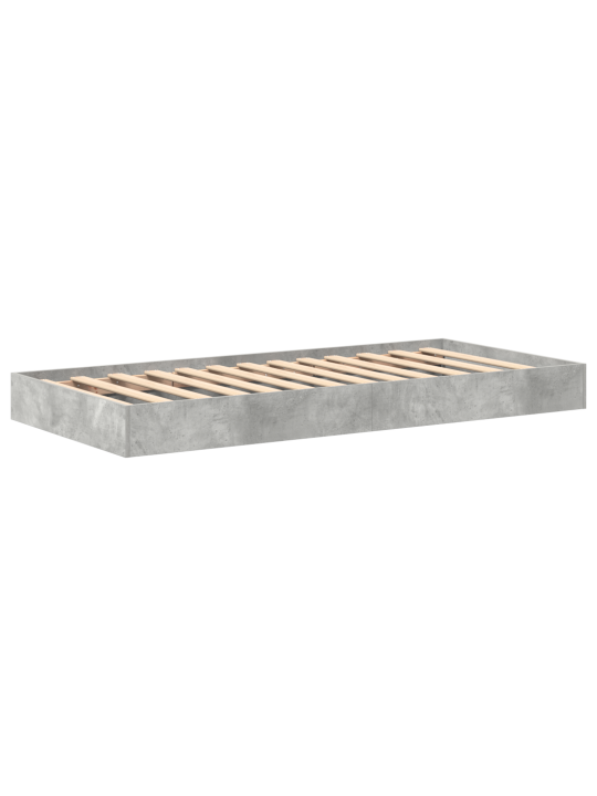 Raamaturiiuliga voodi betoonhall 75x190 cm töödeldud puit
